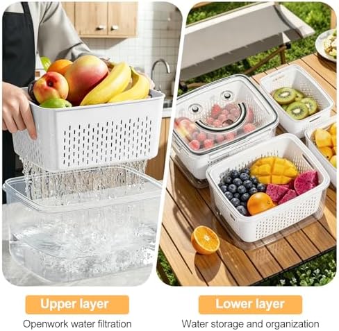 YudouTech 4 PCS Fruit Storage Containers with Removable Colander