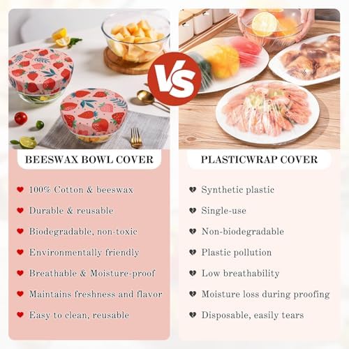 3 Pcs Reusable Beeswax Bowl Covers