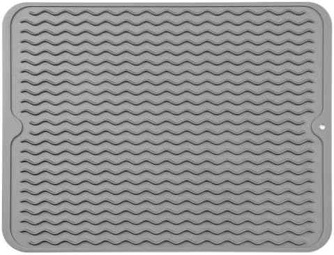 Silicone Dish Drying Mat,Silicone Grill Mat, Grey,12" x 16"