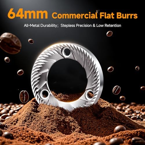 AMZCHEF Commercial Flat Burr Espresso Grinder, Black