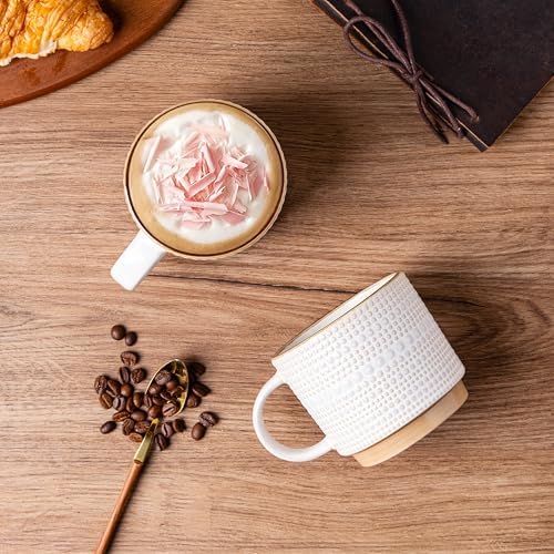 GBhome 16 oz Coffee Mugs Set of 4, Stackable Ceramic Coffee Cups Set