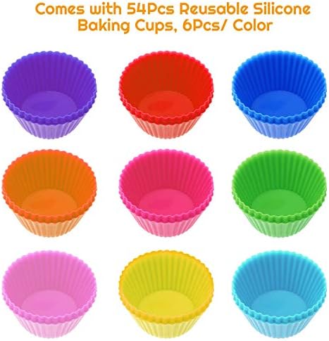 54 Pack Silicone Muffin Cups, Selizo Silicone Cupcake Baking Cups