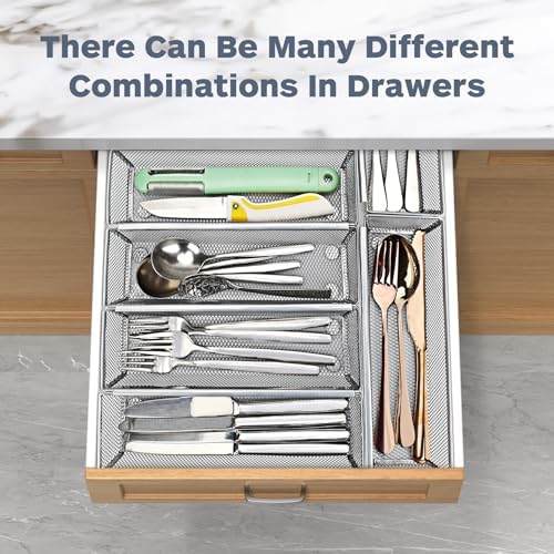 Smgmg Silverware Drawer Organizer, 6 Pack, Grey