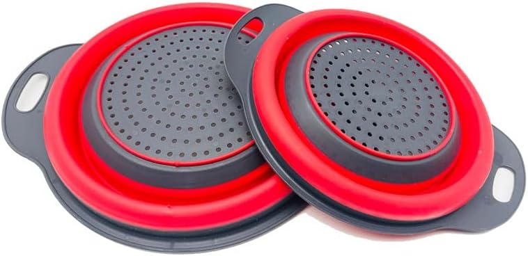 NIWWIN Pack of 2 Foldable Pasta Strainers, Foldable Kitchen Colander