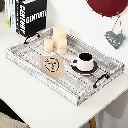 Rustic Vintage Big Wood Food Serving Trays with cutout Metal