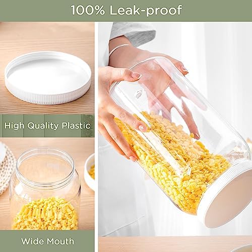 Dandat 8 Pcs 1 Gallon Clear Plastic Jars Airtight Pantry Large Mouth