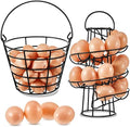 Zubebe 2 Pcs Egg Basket Spiral Holder for Fresh Eggs, 9.4'', Handle