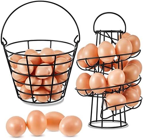 Zubebe 2 Pcs Egg Basket Spiral Holder for Fresh Eggs, 9.4'', Handle