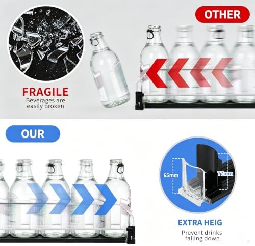 Fridge Drink Organizer, 15in Adjustable Self-Pushing Can Dispenser