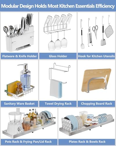 3-Tier Expandable Stainless Steel Over-the-Sink Dish Rack
