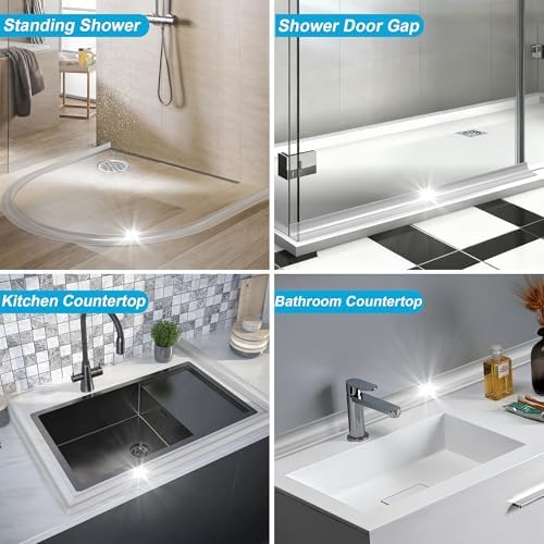 39Inch Shower Threshold Water Dam, Self-Adhesive Silicone Shower