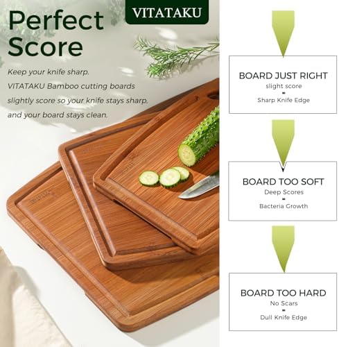 Bamboo Cutting Board Set, Wood Cutting Boards for Kitchen