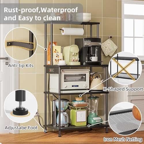 SUPERLELE 4-Tier Baker's Rack with Power Outlets