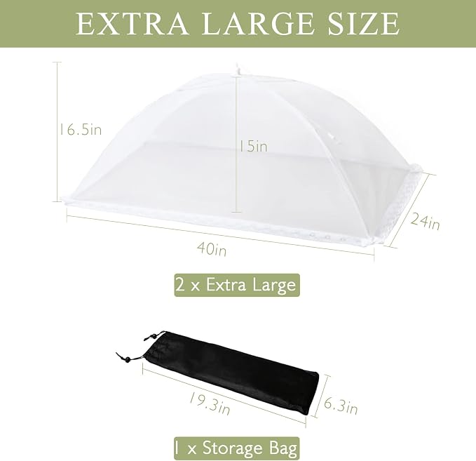 Food Covers Food Tent for Outside Mesh to Keep Bugs away, 2 Extra Large Size - Image 5