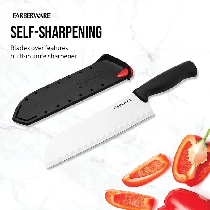 Farberware EdgeKeeper Santoko Knife, 7-inch Santoku, Stainless Steel - Image 3