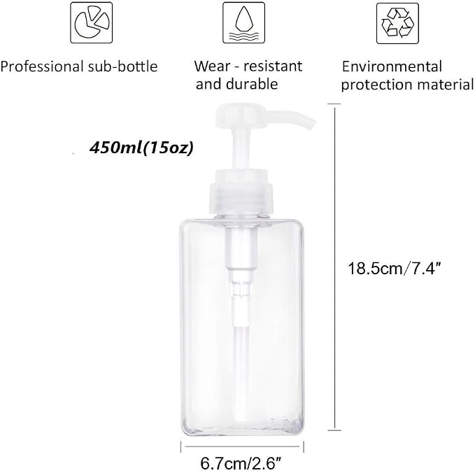 Pump Bottle, Refillable Plastic Empty Lotion Soap Dispenser Liquid Container - Image 6