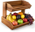Tidita Acacia 2-Tier Fruit Basket for Kitchen Counter, Breathable Structure