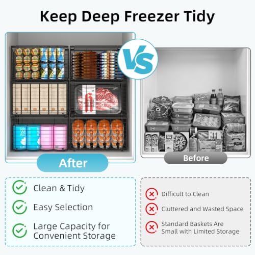 Freezer Organizer Bins,6 Pack Large Deep Freezer Organizer Bins for