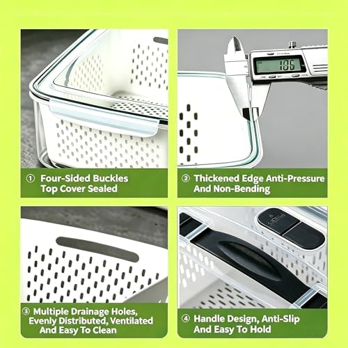5 Pack Fruit Storage Containers for Fridge, Plastic Food Storage