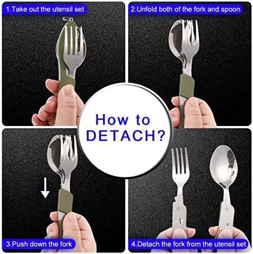 2Pcs Detachable Camping Utensils Cutlery Set, Caudblor Portable 4 in 1