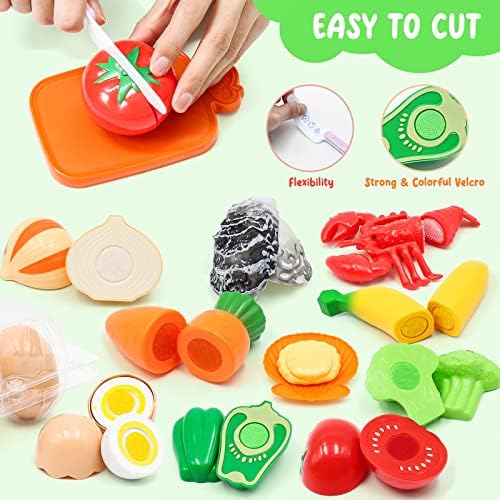 Kids Pretend Play Kitchen Accessories Set, 38pc Play Pots Pans Set for