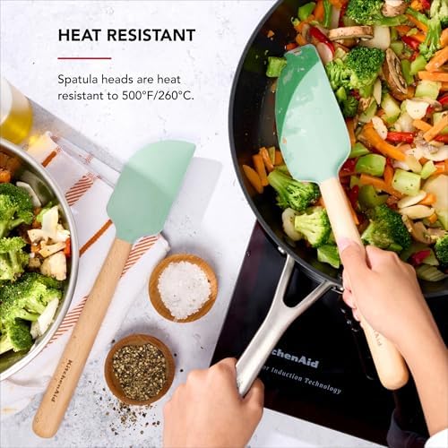 KitchenAid Beechwood Spatula Set, 2-Piece, Spearmint