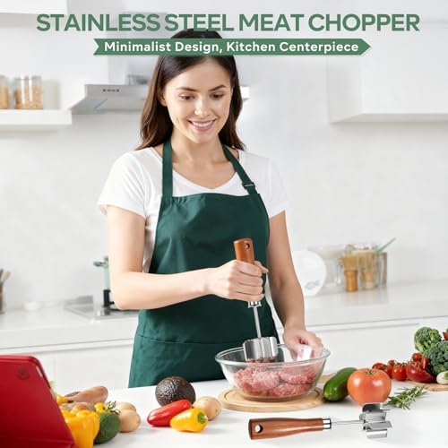 6-Curve Blades Stainless Steel Meat Chopper & Masher - Heavy Duty