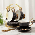 DUJUST Tea Cups and Saucers Set of 4 (7.4oz), Luxury Tea Cup Set with