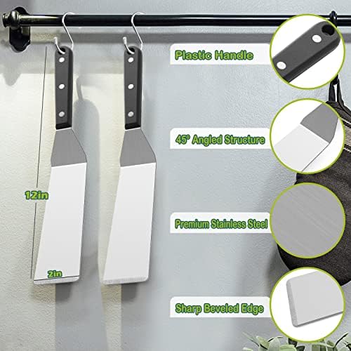 Metal Spatula Set, HaSteeL Stainless Steel Long Narrow Griddle