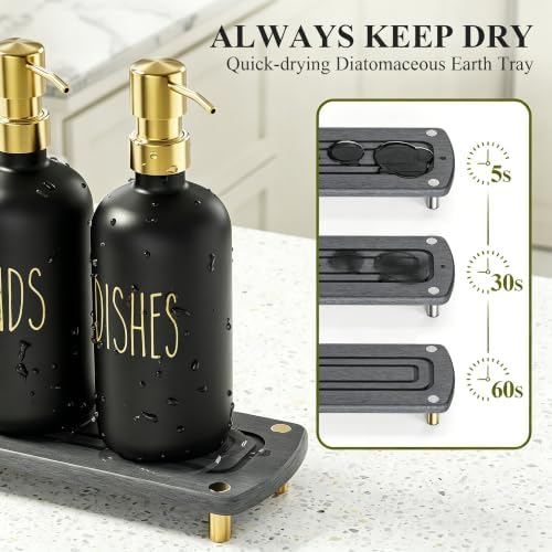 Cisily Kitchen Soap Dispenser Set Comes with Ceramics Sponge Holder