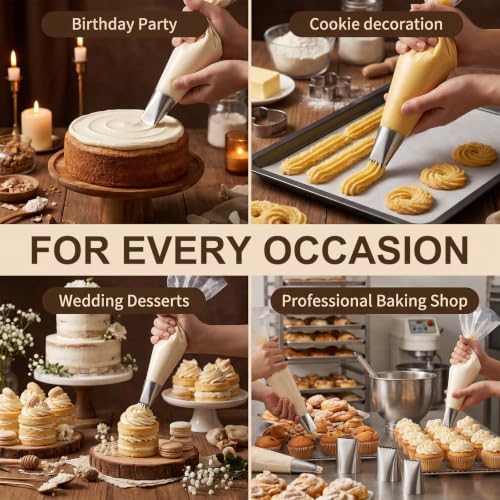 3 Pcs Large Frosting Piping Tips Set for Cake Decorating, Stainless