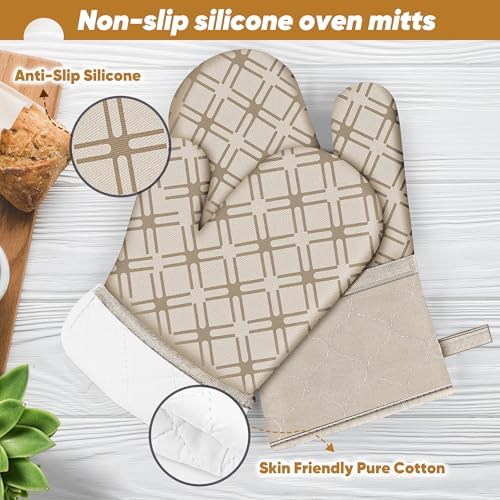 Oven Mitts and Pot Holders Set with Dishcloths, 500 Degree Heat