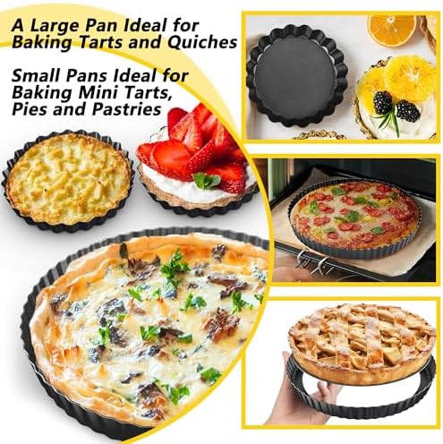 Tart Pan with Removable Bottom: Nonstick Carbon Steel 9 Inch and