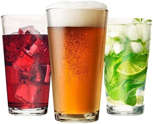 Drinking Glasses Set of 12-16 oz Glass Cups - Pint & Beer Glasses