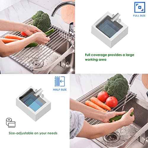 Tomorotec Roll Up Dish Drying Rack Over Sink, SUS304 Steel, 17.7x11.5,Gray
