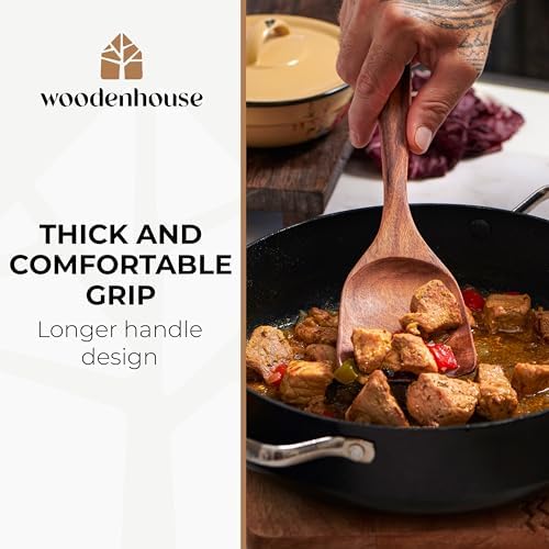 Wooden Spoons for Cooking 13 Pcs, Teak Wooden Utensil Set for Nonstick