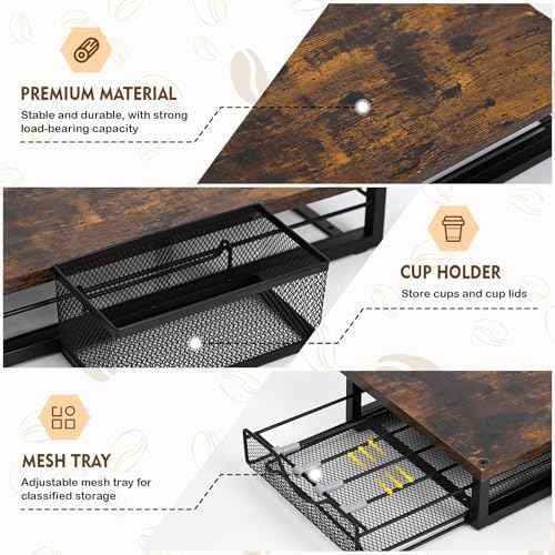 Coffee Pod Holder for Counter,Coffee Station Organizer with Sliding Basket