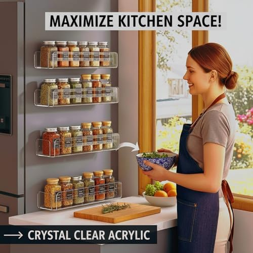 Novabright 2-Pack Clear Acrylic Magnetic Spice Rack