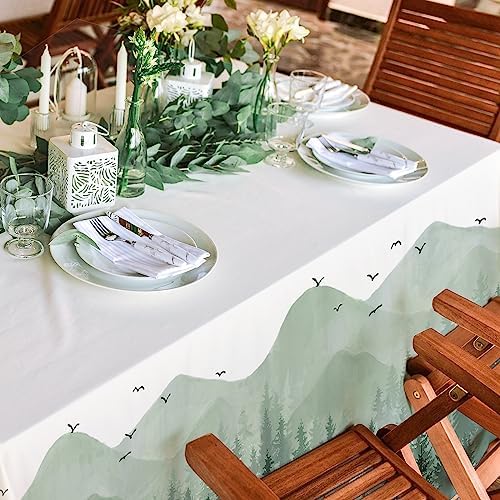 AnyDesign Greenery Forest Tablecloth Rectangle Watercolor Woodland