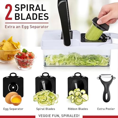 25-in-1 Vegetable Chopper with Container, Interchangeable Blades
