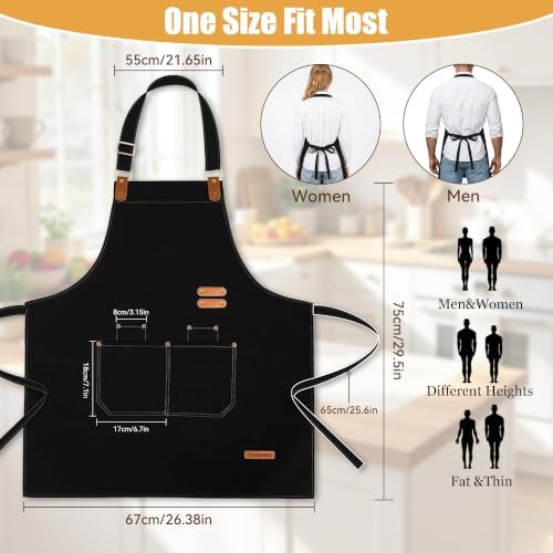 APRONPANDA Chef Apron for Men Women with Pockets Adjustable Strap