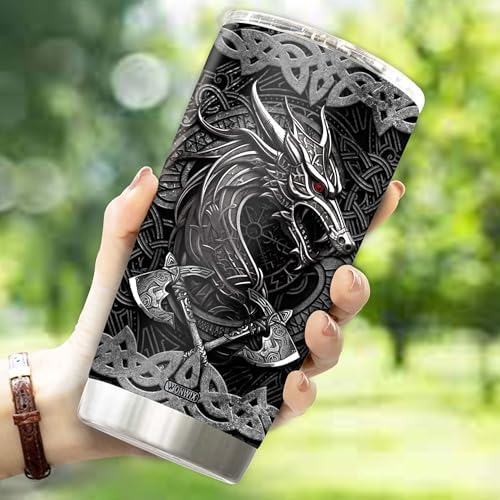 Dragon Viking Gifts for Men 20oz Coffee Cup Drinking Travel Mug