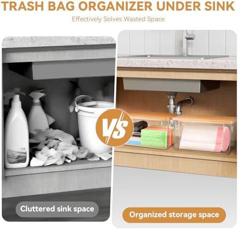 Trash Bag Holder Dispenser, Under Sink Organizer for Pantry, Kitchen