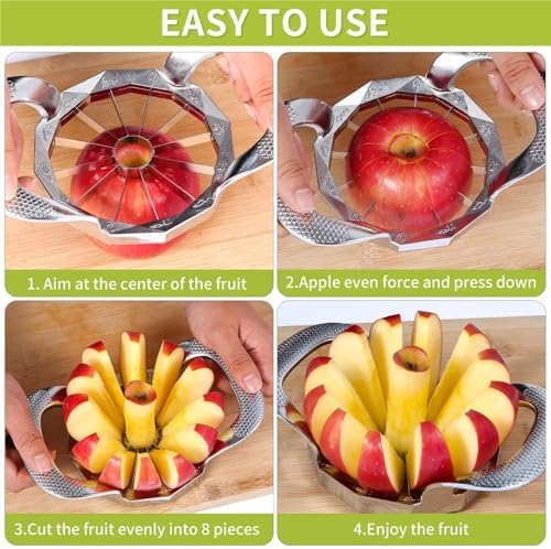 12-Blade Apple Slicer And Corer - Ultra-Sharp Stainless Steel Fruit