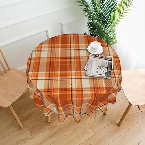 BETGINY Fall Tablecloth 70 Inch Round Autumn Thanksgiving Plaid Table
