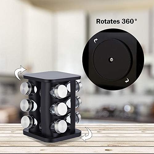 Revolving Spice Rack Organizer with 12 Jars, Countertop Spice