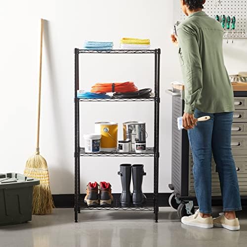 Amazon Basics 4-Shelf Steel Wire Storage Shelves, Black