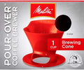 Melitta Single Cup Pour-Over Cone Brewer, Red, Pack of 8
