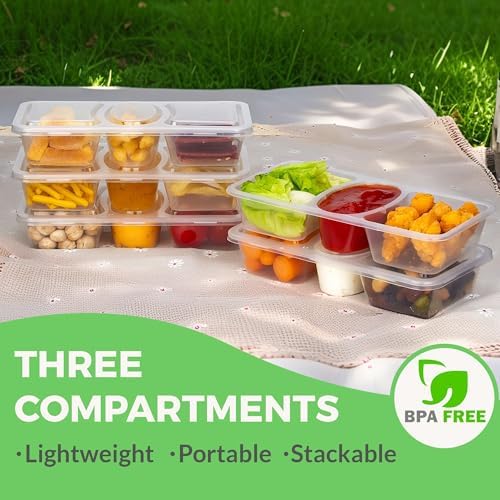 MACTANO 8 OZ Reusable Snack Containers with Lids, New 3 Compartment