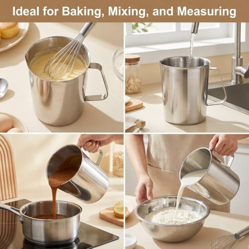 QWORK 304 Stainless Steel Measuring Cup 64 OZ with OZ/ML Graduations